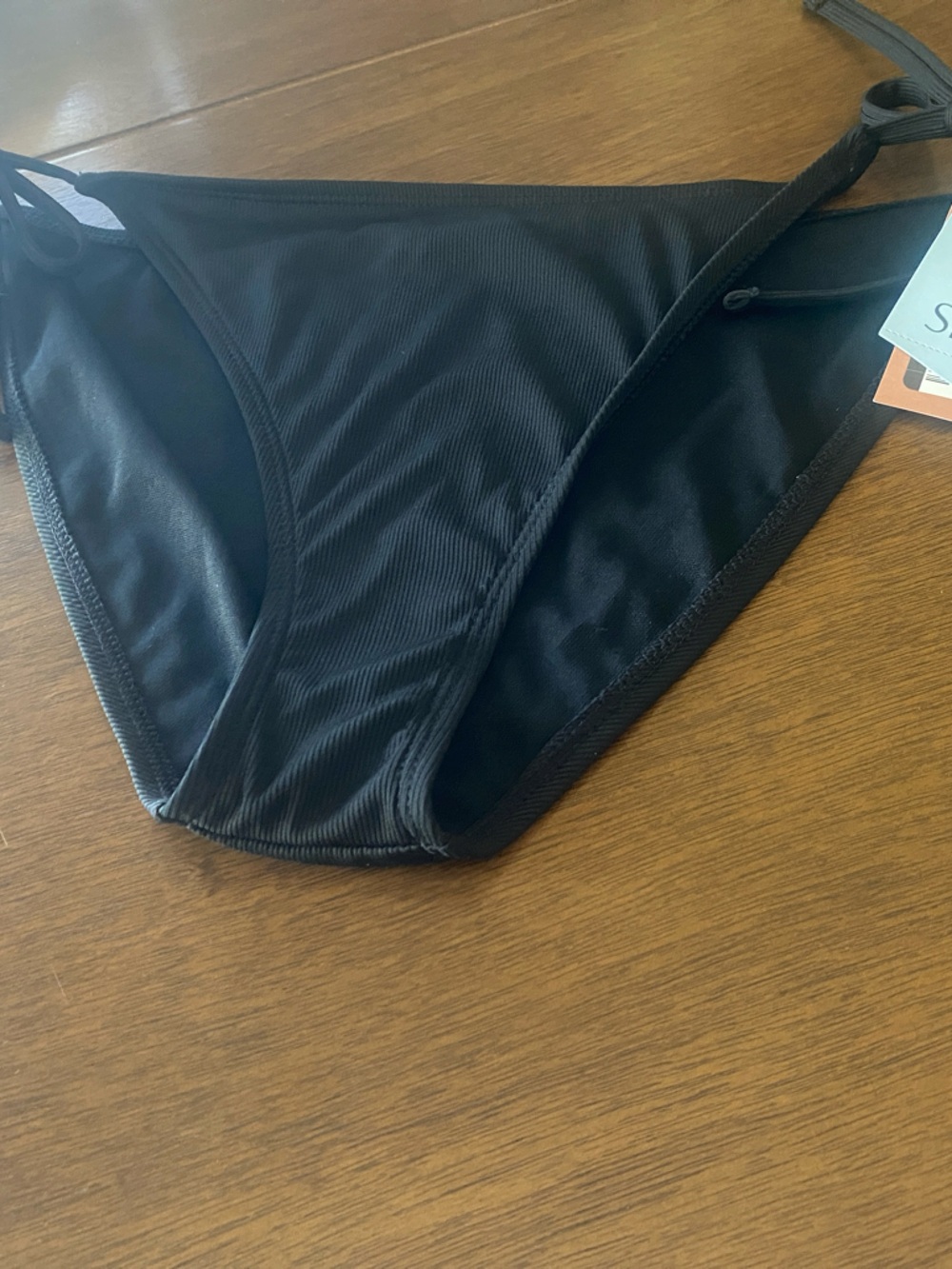 Shade & Shore Black Tie-Side Women's Bikini Bottom Size M ( 8-10)